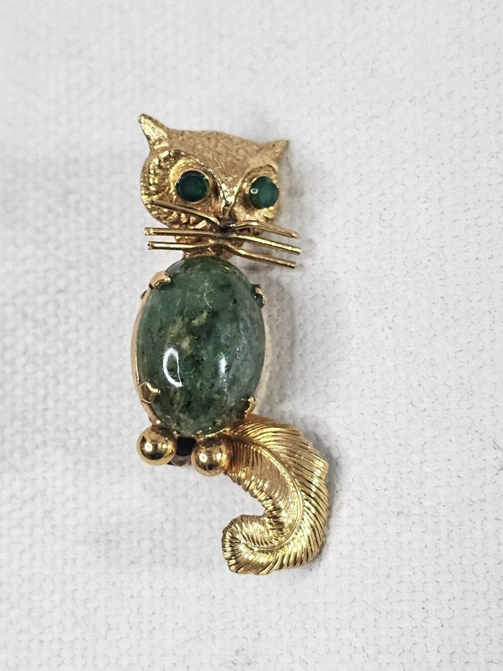 A.C. Signed Cat Jelly Belly Brooch 1/20 12K Gold Filled Whimsical Kitty Novelty